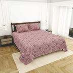 Dream Weaverz Cotton King Flat 220 TC Abstract 1 Bedsheet with 2 Pillow Covers (Mauve)