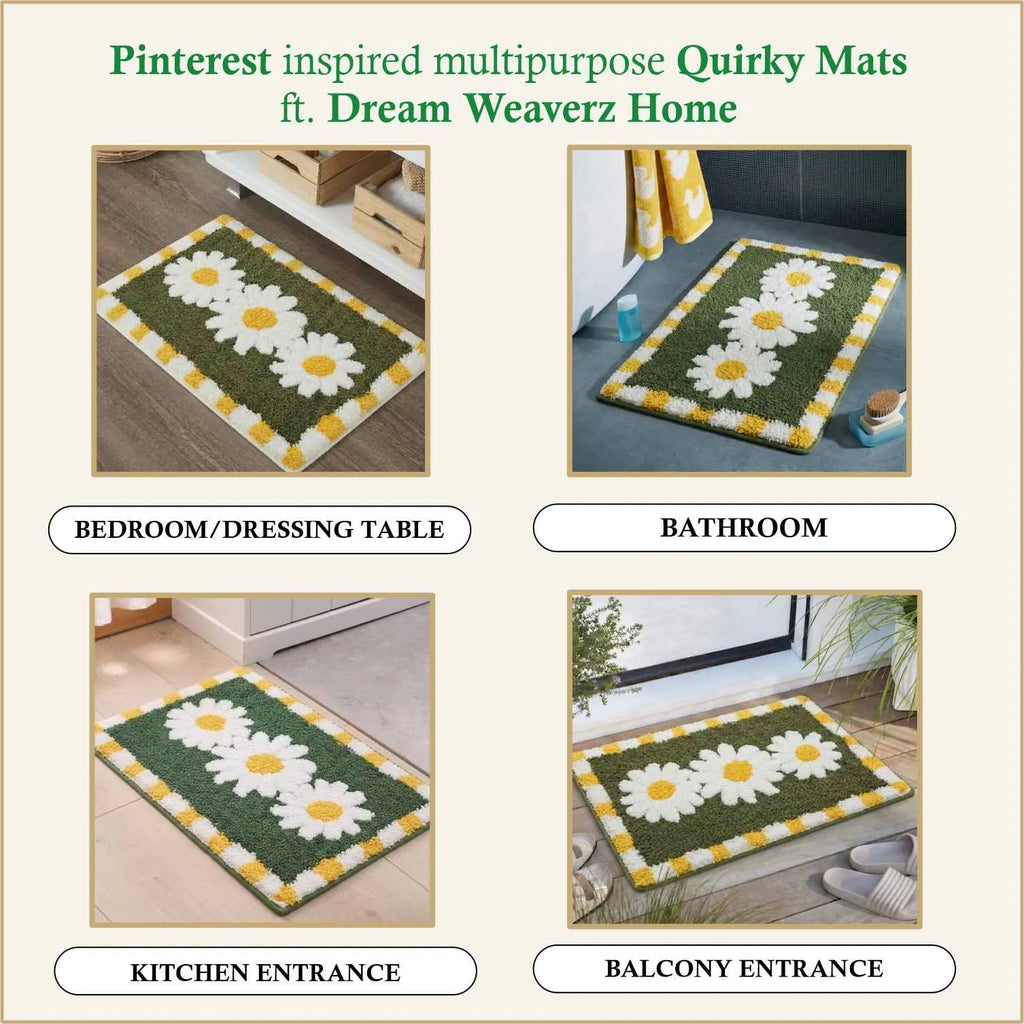 Dream Weaverz Microfiber Bathroom Mat (Green, Free)