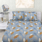 Dream Weaverz Polycotton Double Fitted (Elastic) 260 TC Abstract 1 Bedsheet with 2 Pillow Covers (Blue)