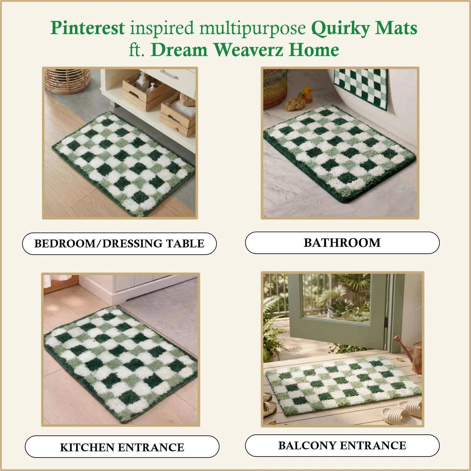 Dream Weaverz Microfiber Bathroom Mat (Green, Free)