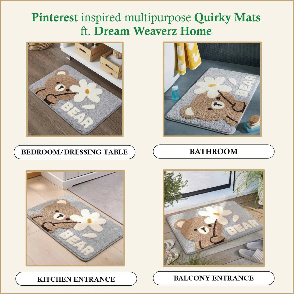 Dream Weaverz Microfiber Bathroom Mat (Grey, Free)