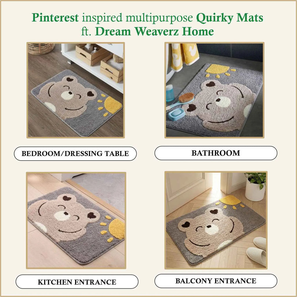 Dream Weaverz Microfiber Bathroom Mat (Grey-brown, Free)