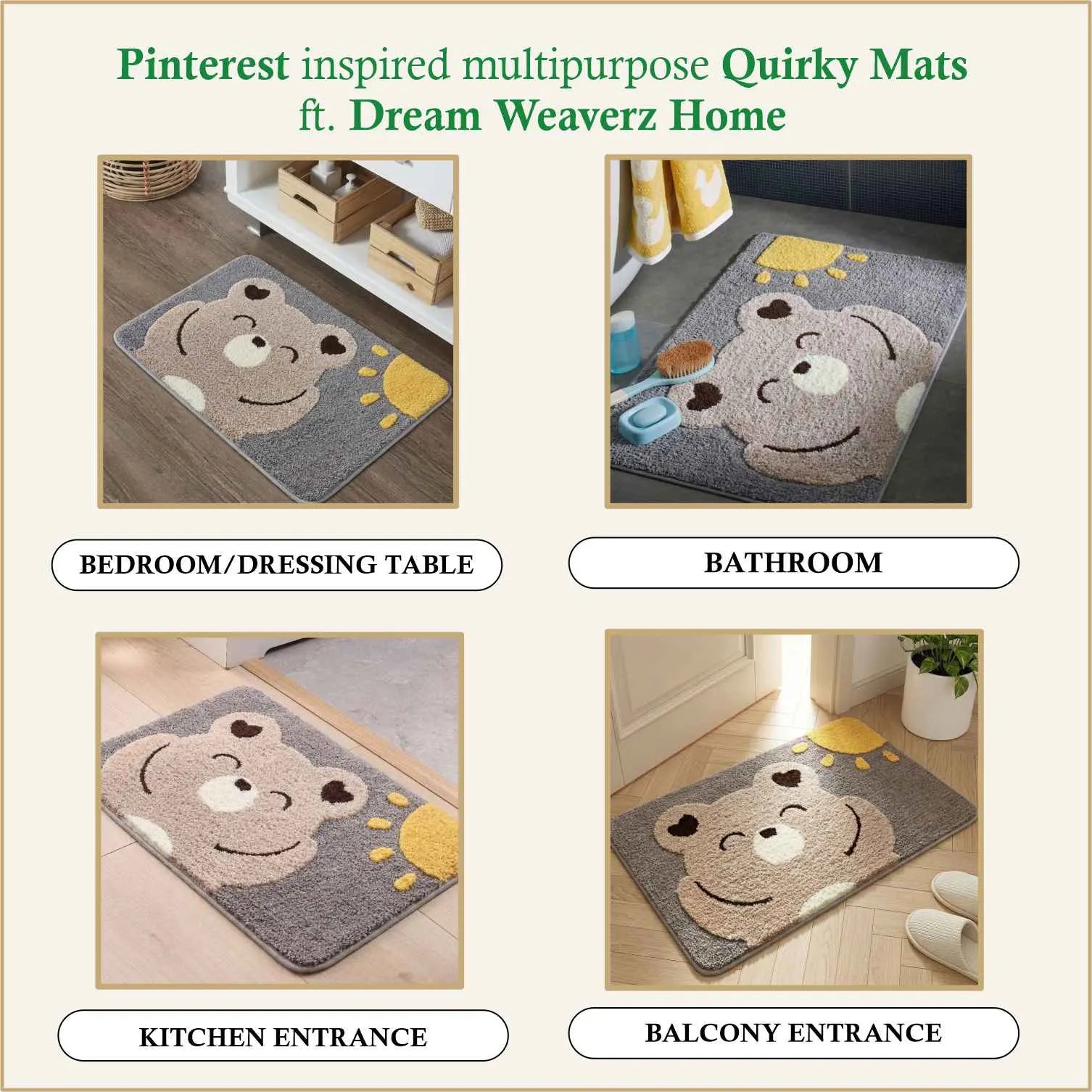 Dream Weaverz Microfiber Bathroom Mat (Grey-brown, Free)