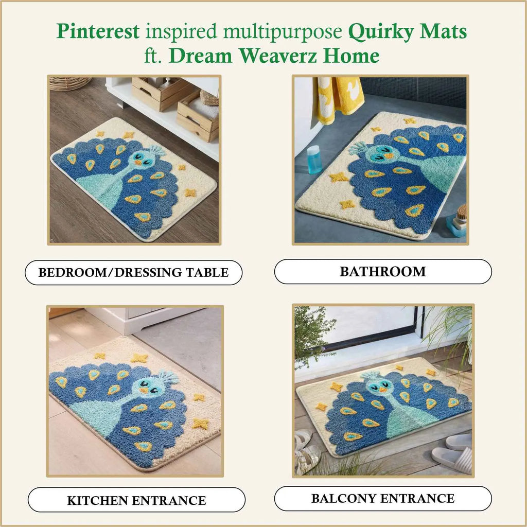 Dream Weaverz Microfiber Bathroom Mat (Blue, Free)