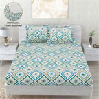 Dream Weaverz Home Polycotton Double Fitted (Elastic) 260 TC Abstract 1 Bedsheet with 2 Pillow Covers (Multicolor)