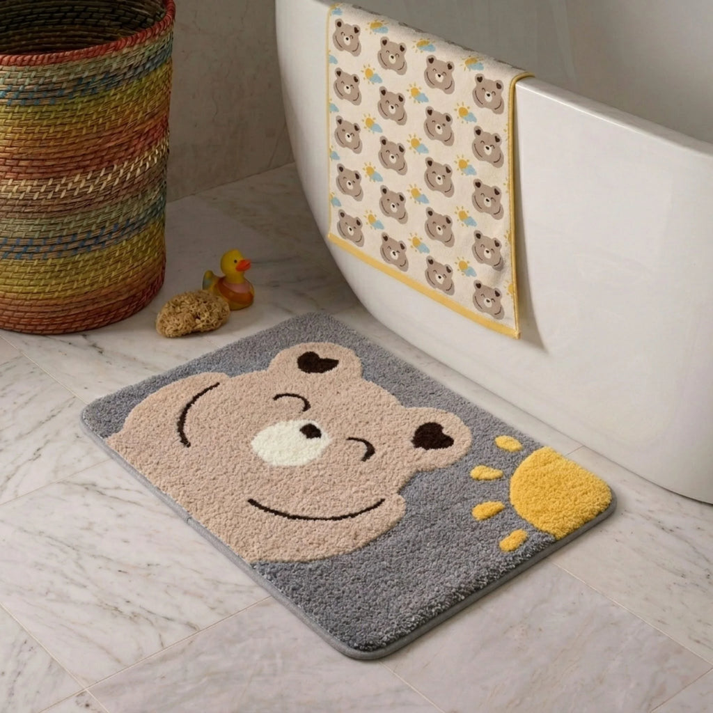 Dream Weaverz Microfiber Bathroom Mat (Grey-brown, Free)