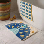 Dream Weaverz Microfiber Bathroom Mat (Blue, Free)