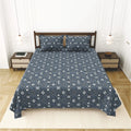 Dream Weaverz Cotton King Flat 220 TC Abstract 1 Bedsheet with 2 Pillow Covers (Grey-white)