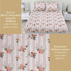 Dream Weaverz Home Polycotton Double Fitted (Elastic) 260 TC Floral 1 Bedsheet with 2 Pillow Covers (Pink)