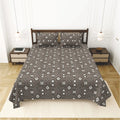 Dream Weaverz Cotton King Flat 220 TC Abstract 1 Bedsheet with 2 Pillow Covers (Grey-brown)