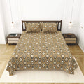 Dream Weaverz Cotton King Flat 220 TC Abstract 1 Bedsheet with 2 Pillow Covers (Mustard)