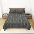 Dream Weaverz Cotton King Flat 220 TC Abstract 1 Bedsheet with 2 Pillow Covers (Charcoal grey)