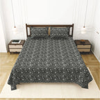 Dream Weaverz Cotton King Flat 220 TC Abstract 1 Bedsheet with 2 Pillow Covers (Charcoal grey)