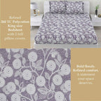 Dream Weaverz Home Polycotton Double Fitted (Elastic) 260 TC Abstract 1 Bedsheet with 2 Pillow Covers (Grey)