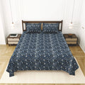 Dream Weaverz Cotton King Flat 220 TC Abstract 1 Bedsheet with 2 Pillow Covers (Deep blue)