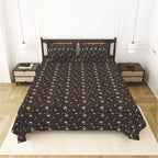 Dream Weaverz Cotton King Flat 220 TC Abstract 1 Bedsheet with 2 Pillow Covers (Chocolate brown)