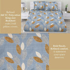 Dream Weaverz Home Polycotton Double Fitted (Elastic) 260 TC Abstract 1 Bedsheet with 2 Pillow Covers (Blue)