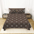 Dream Weaverz Cotton King Flat 220 TC Abstract 1 Bedsheet with 2 Pillow Covers (Dark brown)