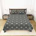 Dream Weaverz Cotton King Flat 220 TC Abstract 1 Bedsheet with 2 Pillow Covers (Slate grey)