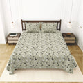 Dream Weaverz Cotton King Flat 220 TC Abstract 1 Bedsheet with 2 Pillow Covers (Sage green)