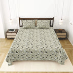 Dream Weaverz Cotton King Flat 220 TC Abstract 1 Bedsheet with 2 Pillow Covers (Sage green)