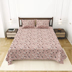 Dream Weaverz Cotton King Flat 220 TC Abstract 1 Bedsheet with 2 Pillow Covers (Dusty rose)