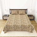 Dream Weaverz Cotton King Flat 220 TC Abstract 1 Bedsheet with 2 Pillow Covers (Camel)