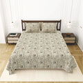 Dream Weaverz Cotton King Flat 220 TC Abstract 1 Bedsheet with 2 Pillow Covers (Beige)