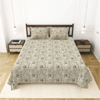 Dream Weaverz Cotton King Flat 220 TC Abstract 1 Bedsheet with 2 Pillow Covers (Beige)