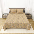 Dream Weaverz Cotton King Flat 220 TC Abstract 1 Bedsheet with 2 Pillow Covers (Beige -white)