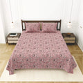Dream Weaverz Cotton King Flat 220 TC Abstract 1 Bedsheet with 2 Pillow Covers (Mauve)