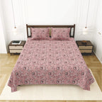 Dream Weaverz Cotton King Flat 220 TC Abstract 1 Bedsheet with 2 Pillow Covers (Mauve)
