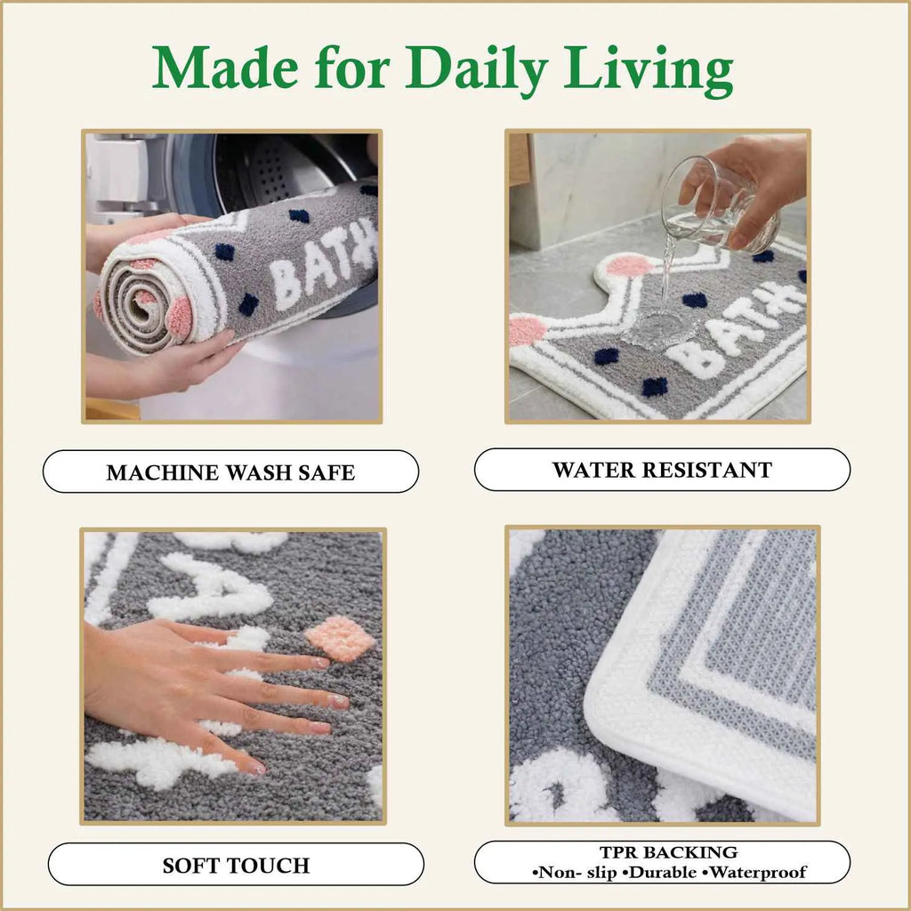 Dream Weaverz Microfiber Bathroom Mat (Grey, Free)