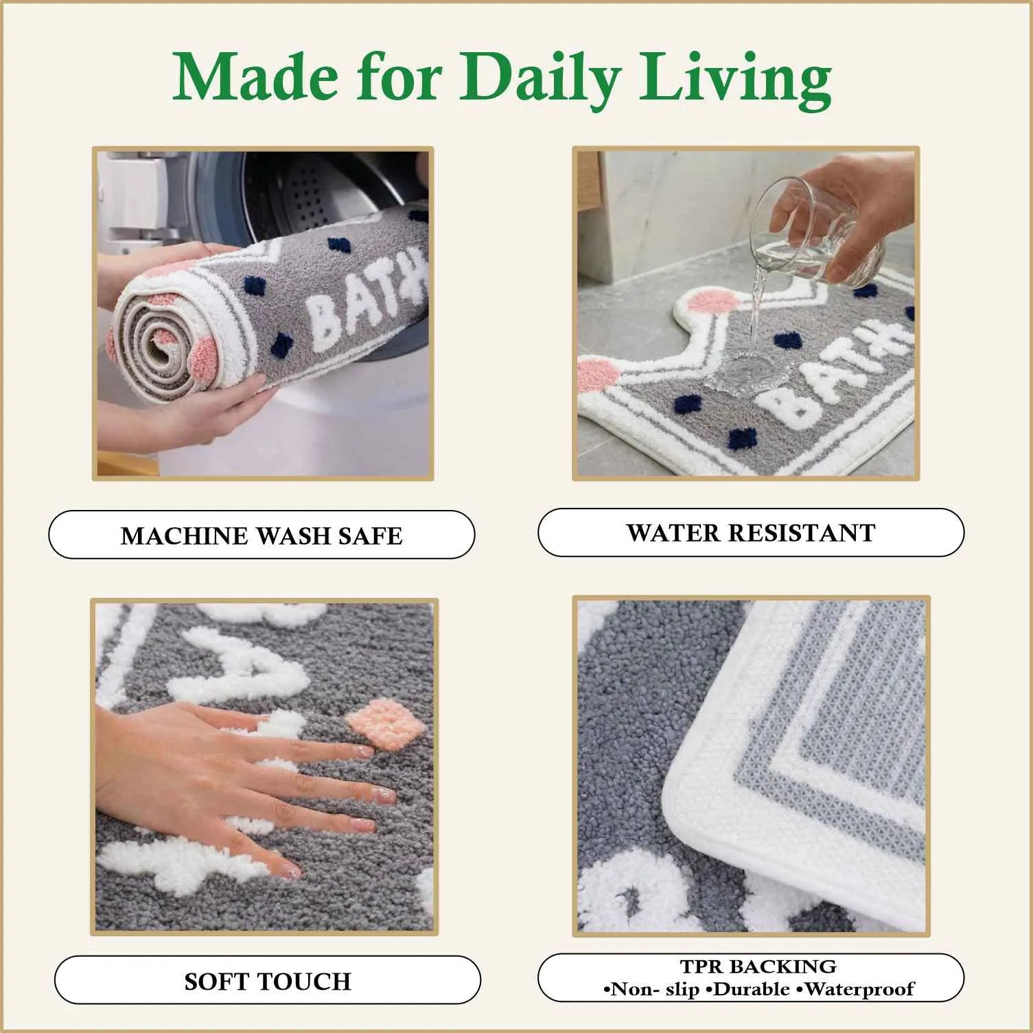 Dream Weaverz Microfiber Bathroom Mat (Grey, Free)