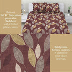 Dream Weaverz Polycotton Double Fitted (Elastic) 260 TC Abstract 1 Bedsheet with 2 Pillow Covers (Brown)