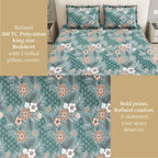 Dream Weaverz Home Polycotton King Fitted (Elastic) 260 TC Floral 1 Bedsheet (Green-Brown)