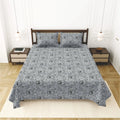 Dream Weaverz Cotton King Flat 220 TC Abstract 1 Bedsheet with 2 Pillow Covers (Grey)