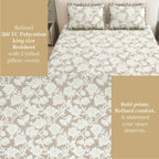 Dream Weaverz Home Polycotton King Fitted (Elastic) 260 TC Floral 1 Bedsheet (Beige-White)