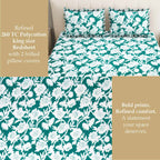 Dream Weaverz Home Polycotton King Fitted (Elastic) 260 TC Floral 1 Bedsheet (Green-White)