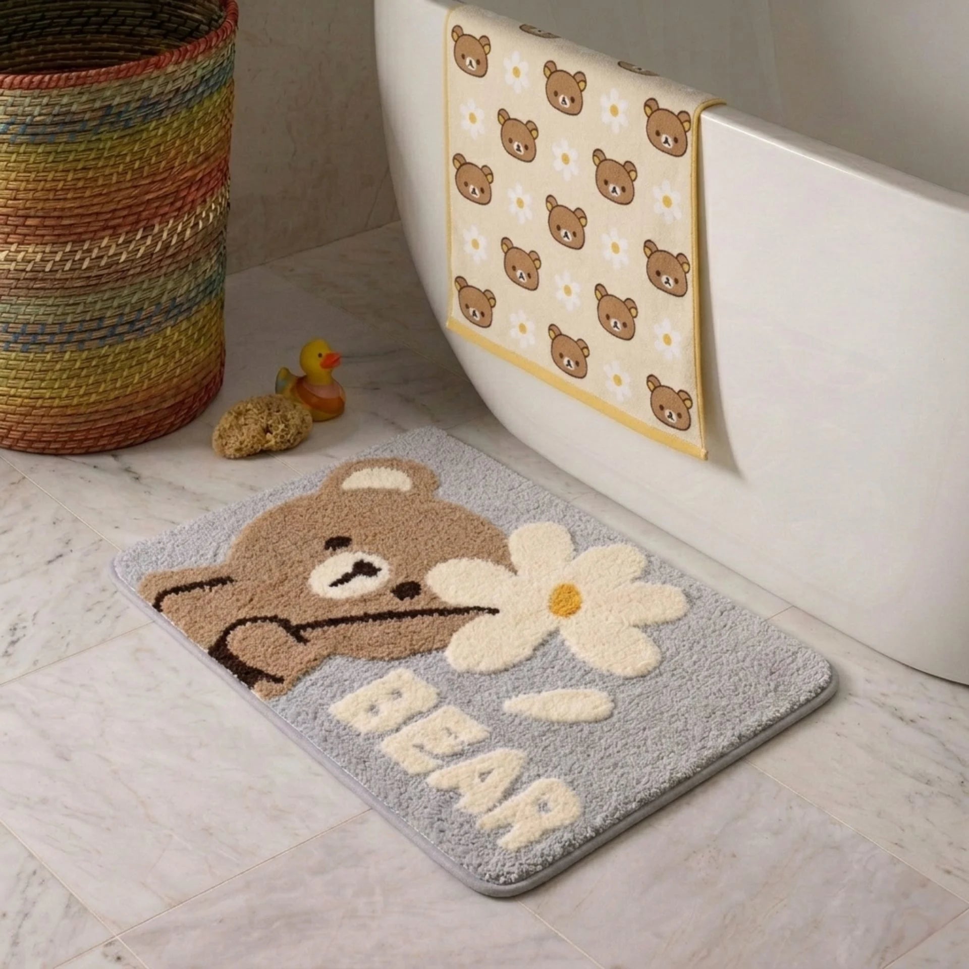 Dream Weaverz Microfiber Bathroom Mat (Grey, Free)