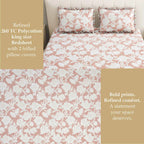 Dream Weaverz Home Polycotton King Fitted (Elastic) 260 TC Floral 1 Bedsheet (Peach-White)