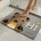 Dream Weaverz Microfiber Bathroom Mat (Grey-brown-white, Free)