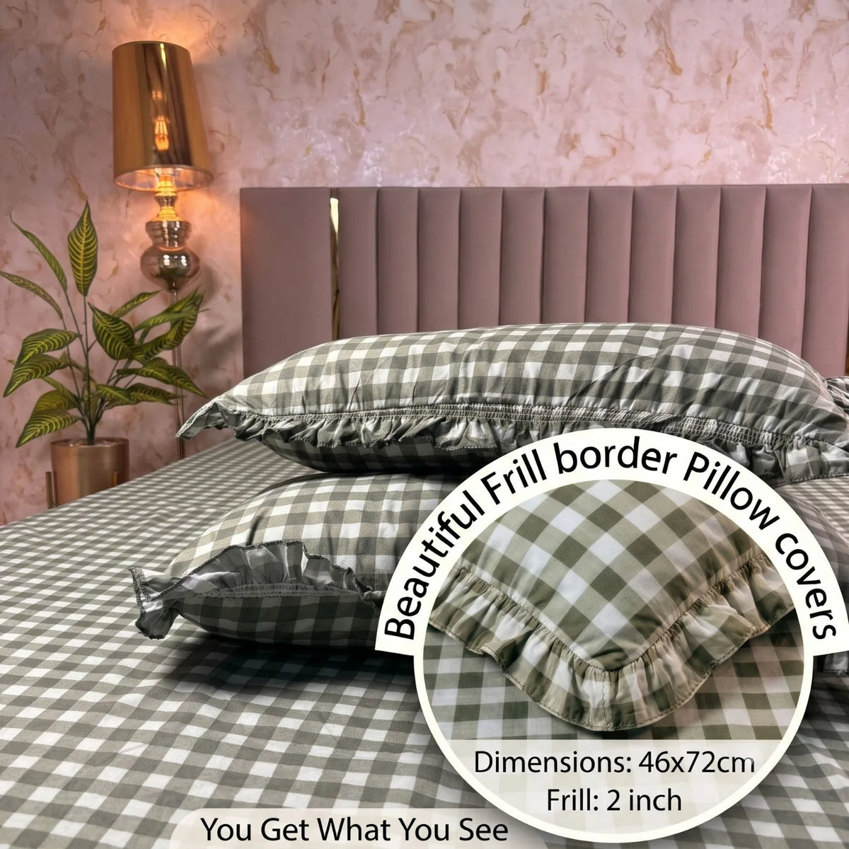 Dream Weaverz Home Polycotton (Fitted) 260TC DoubleSIZE BEDSHEET(Green-Check)