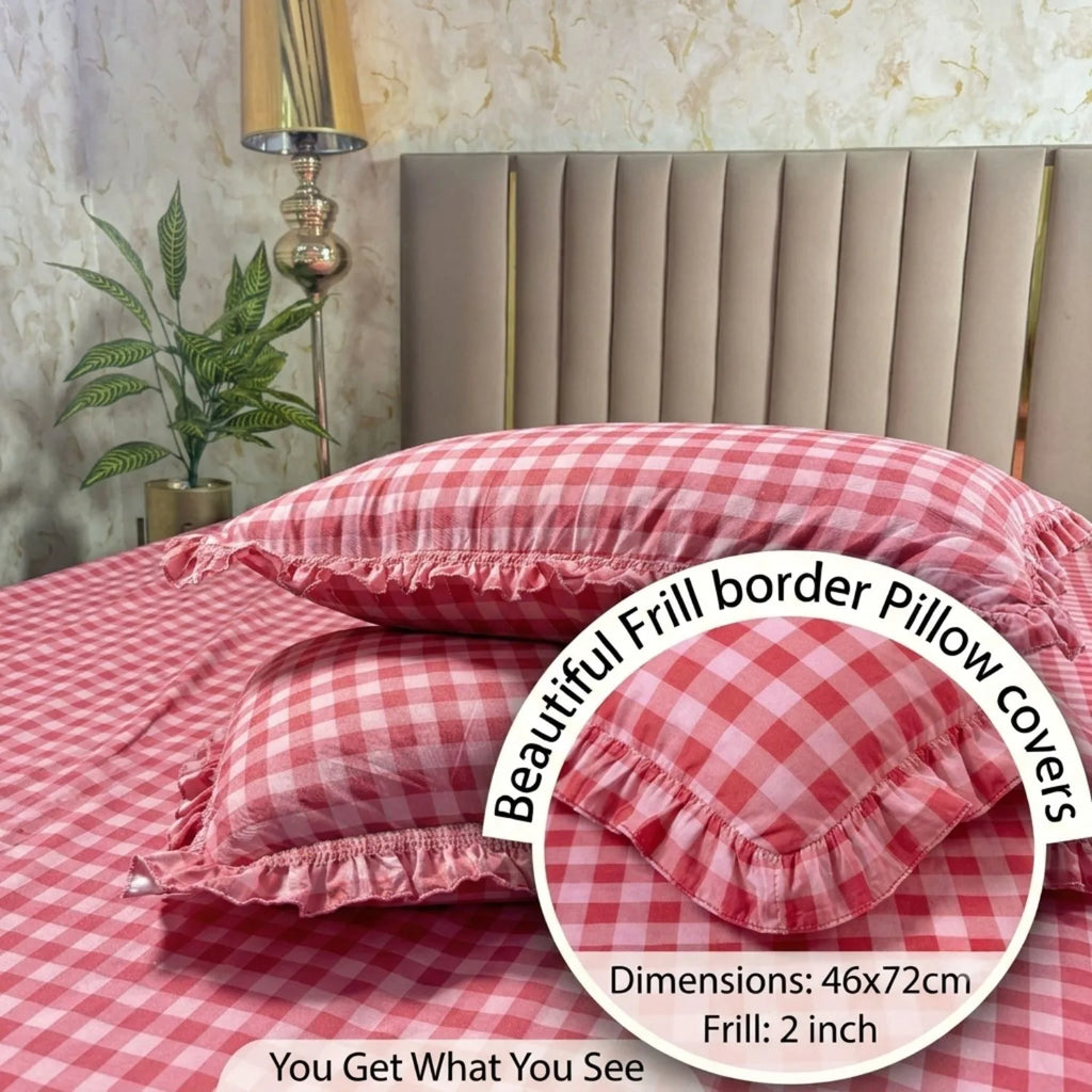 Dream Weaverz Home Polycotton (Fitted) 260TC DoubleSIZE BEDSHEET(Red Check)