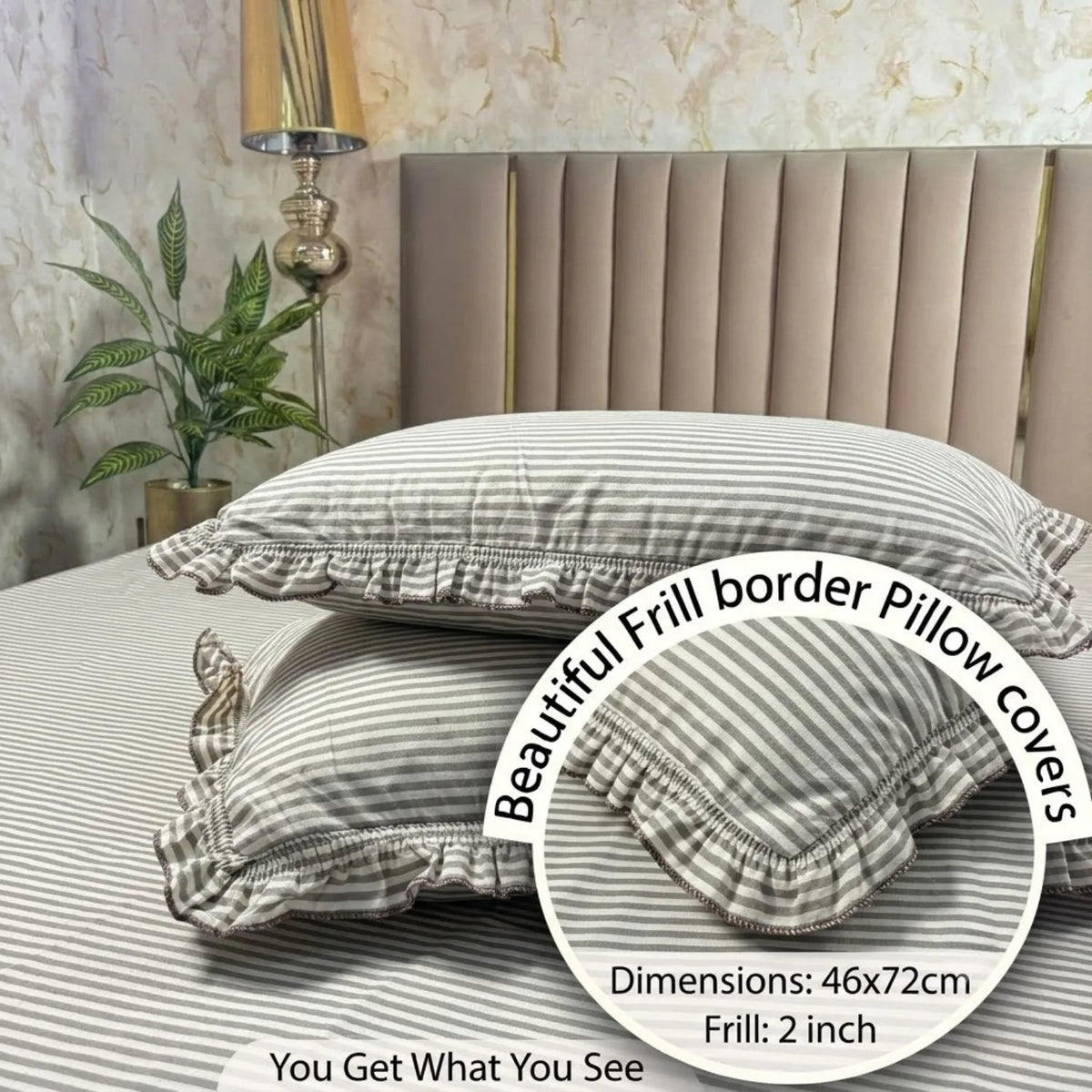 Dream Weaverz Home Polycotton (Fitted) 260TC DoubleSIZE BEDSHEET(Dark Grey Stripes)