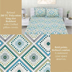 Dream Weaverz Home Polycotton Double Fitted (Elastic) 260 TC Abstract 1 Bedsheet with 2 Pillow Covers (Multicolor)