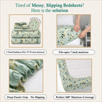 Dream Weaverz Home Polycotton Double Fitted (Elastic) 260 TC Floral 1 Bedsheet with 2 Pillow Covers (Green)