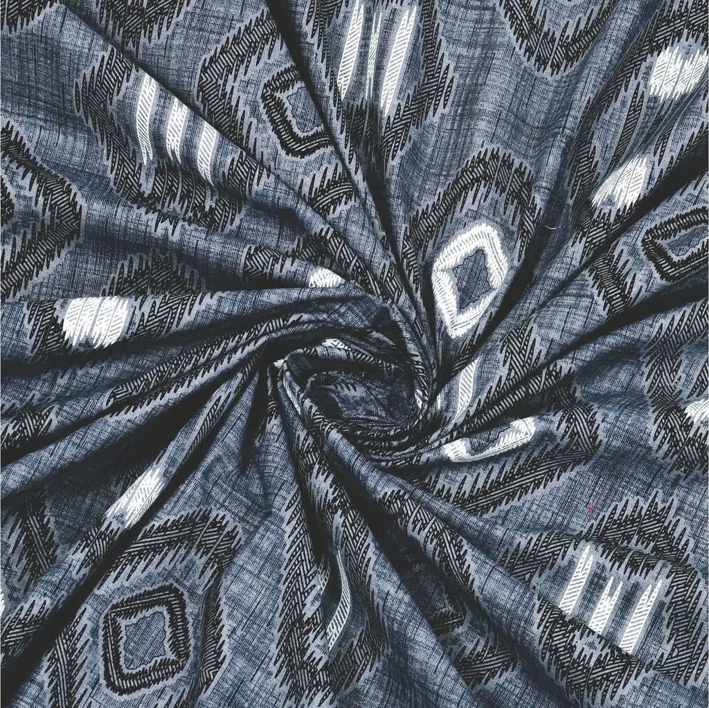 Dream Weaverz Cotton King Flat 220 TC Abstract 1 Bedsheet with 2 Pillow Covers (Grey-white)