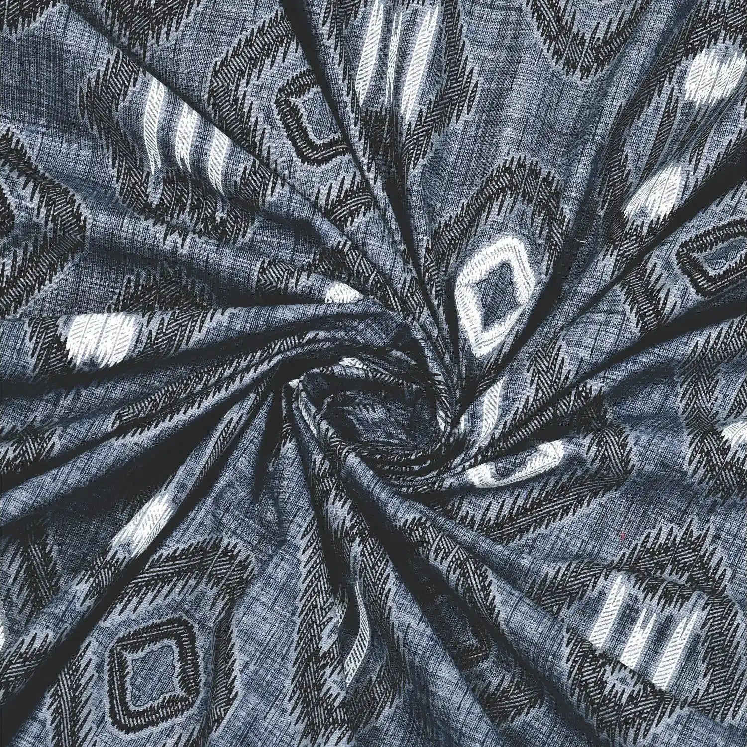 Dream Weaverz Cotton King Flat 220 TC Abstract 1 Bedsheet with 2 Pillow Covers (Grey-white)