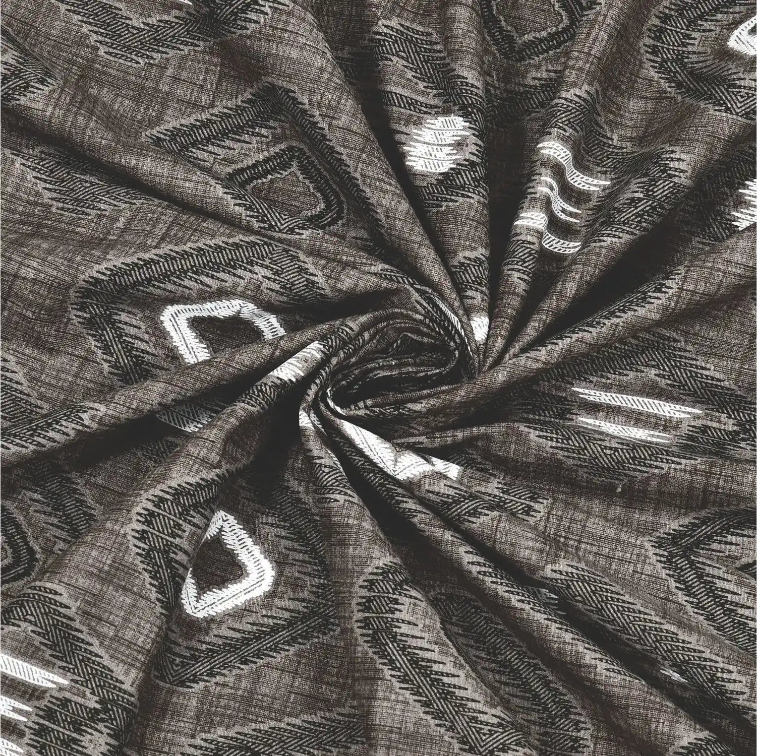 Dream Weaverz Cotton King Flat 220 TC Abstract 1 Bedsheet with 2 Pillow Covers (Grey-brown)